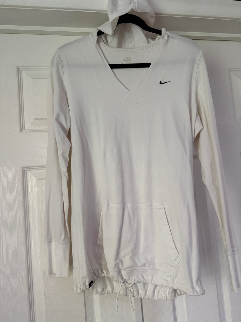 Nike White V-Neck Lightweight Hoodie Sweater